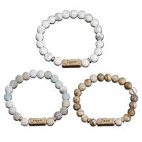 Gemstone Bracelets, Natural Stone, with Tibetan Style, gold color plated, for woman, more colors for choice, nickel, lead & cadmium free, Sold Per 7.24 Inch Strand