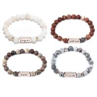 Gemstone Bracelets Natural Stone with Zinc Alloy gold color plated 4 pieces & Unisex nickel lead & cadmium free Sold Per 7.24 Inch Strand
