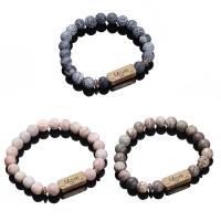 Gemstone Bracelets Natural Stone with Zinc Alloy gold color plated Unisex nickel lead & cadmium free Sold Per 7.24 Inch Strand