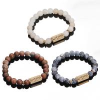 Gemstone Bracelets, Natural Stone, with Tibetan Style, gold color plated, Unisex, more colors for choice, nickel, lead & cadmium free, Sold Per 7.24 Inch Strand