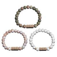 Gemstone Bracelets, Natural Stone, with Tibetan Style, gold color plated, Unisex, more colors for choice, nickel, lead & cadmium free, Sold Per 7.24 Inch Strand