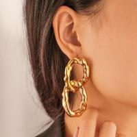 Boucles d'oreilles en alliage de zinc, bijoux de mode, doré, Vendu par paire