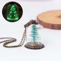 Рождество ожерелья, цинковый сплав, ювелирные изделия моды & блестящий в ночи, серебряный, 3X4.1cm     70cm, продается Strand