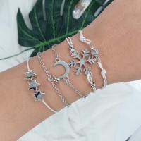 Zinc Alloy Bracelet 5 pieces & fashion jewelry & with rhinestone silver color Sold By Set