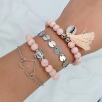 Zinc Alloy Bracelet 4 pieces & fashion jewelry pink Sold By Set