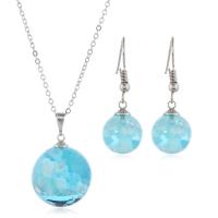 Resin Jewelry Sets earring & necklace Zinc Alloy with Resin 2 pieces & fashion jewelry skyblue Sold By Set