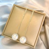 Tibetan Style Drop Earrings, with Plastic Pearl, fashion jewelry, golden, Sold By Pair
