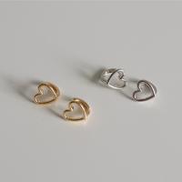 925 Sterling Silver Huggie Hoop Earring Heart plated fashion jewelry & for woman Sold By Pair