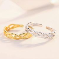 925 Sterling Silver Cuff Finger Ring plated Adjustable & fashion jewelry & for woman Sold By PC