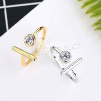 925 Sterling Silver Cuff Finger Ring plated fashion jewelry & for woman & with rhinestone Sold By PC