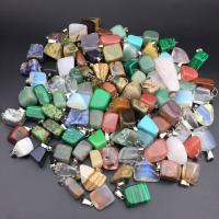 Gemstone Pendants Jewelry Natural Stone with Iron irregular polished random style Random Color 15-20mm Sold By PC