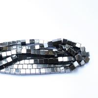 Nicht-magnetische Hämatit Perlen, Non- magnetische Hämatit, Quadrat, plattiert, DIY & verschiedene Größen vorhanden, schwarz, verkauft von Strang