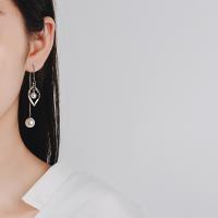 Messing Gewinde durch Ohrringe, mit Kunststoff Perlen, Modeschmuck, Silberfarbe, 12cm   10x6mm, verkauft von Paar