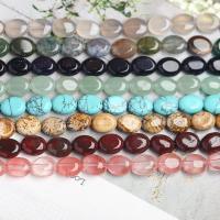 Gemstone Jewelry Beads, Flat Oval, polished, different materials for choice & different size for choice, Sold By Strand