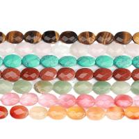 Mixed Gemstone Beads, Flat Oval, polished, different materials for choice & different size for choice & faceted, 5Strands/Lot, Sold By Lot