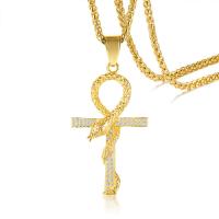 Stainless Steel Jewelry Necklace, Cross, plated, fashion jewelry & for woman & with rhinestone, more colors for choice, Sold By PC