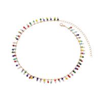 Brass κολιέ, Ορείχαλκος, με Seedbead, επιχρυσωμένο, κοσμήματα μόδας, περισσότερα χρώματα για την επιλογή, Sold Per Περίπου 45 cm Strand