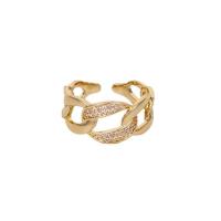 Brass Cuff Finger Ring fashion jewelry & micro pave cubic zirconia gold 2cm Sold By PC