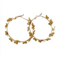 Oρείχαλκος κρίκος σκουλαρίκι, Ορείχαλκος, κοσμήματα μόδας, χρυσός, 4cmX1cm, Sold Με Ζεύγος