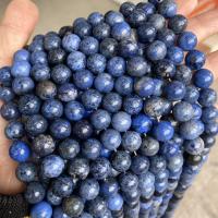 Saphir Perle, rund, poliert, DIY & verschiedene Größen vorhanden, blau, frei von Nickel, Blei & Kadmium, verkauft von Strang