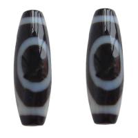 Natürliche Tibetan Achat Dzi Perlen, oval, einäugig & zweifarbig, Grad AAA, 12x38mm, Bohrung:ca. 2mm, verkauft von PC