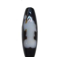 Perles agate dzi tibétaine naturelle, agate Tibétaine, ovale, Mahakala & deux tons, 38x12x2.50mm, Trou:Environ 2mm, Vendu par PC