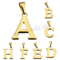 Stainless Steel Pendants, Alphabet Letter, plated, different styles for choice, 7-22x19-22x2mm, Hole:Approx 3x8mm, 12PCs/Lot, Sold By Lot