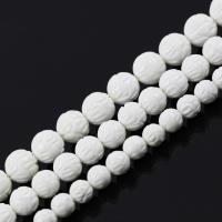 Natural White Shell Beads Round anoint DIY & carved white Sold By Strand