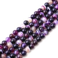 Natürliche Streifen Achat Perlen, rund, Salben, DIY & verschiedene Größen vorhanden, violett, verkauft von Strang