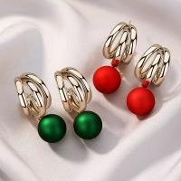 Huggie Hoop Drop Earring, Tibetan Style, with Shell Pearl, fashion jewelry, more colors for choice, Sold By Pair