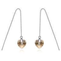 925 Sterling Silver Thread Through Earrings Heart plated fashion jewelry & for woman Sold By Pair