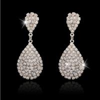 Zinc Alloy Drop Earrings fashion jewelry & with rhinestone Sold By Pair