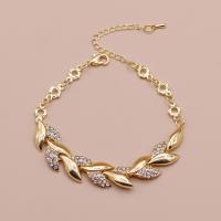 Tibetan Style Bracelet, plated, fashion jewelry & with rhinestone, gold, 11MM, Sold Per Approx 23 cm Strand