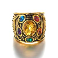 Tibetan Style Finger Ring, with Crystal, plated, fashion jewelry, more colors for choice, Sold By PC