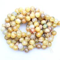 Achat Perlen, Feuerachat, rund, poliert, DIY & verschiedene Größen vorhanden & facettierte, gelb, verkauft von Strang