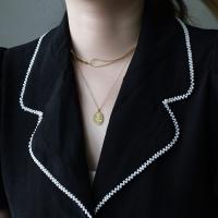 Titanium Steel Necklace, fashion jewelry, golden, 1.2X1.6cm  41+5.5cm, Sold By Strand