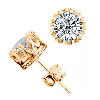 Brass Stud Earring with Cubic Zirconia plated fashion jewelry & for woman Sold By Pair