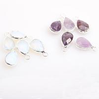 Gemstone Pendants Jewelry, Natural Stone, silver color plated, DIY, more colors for choice, 14x10mm, Sold By PC