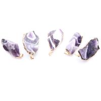 Gemstone Pendants Jewelry, Amethyst, gold color plated, DIY, purple, 50x32mm, Sold By PC