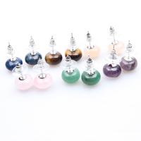 Natural Gemstone Earrings, Natural Stone, Round, polished, Unisex, more colors for choice, 12x8mm, Sold By PC
