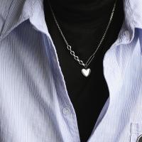 Titanstahl Halskette, Modeschmuck, Silberfarbe, 1.5X1.4cm  48+6cm, verkauft von Strang