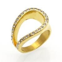 Rhinestone-Edelstahl -Finger-Ring, Edelstahl, Geometrisches Muster, plattiert, verschiedene Größen vorhanden & für Frau & mit Strass, keine, 15mm, Größe:6-9, verkauft von PC