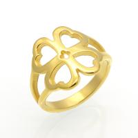 Edelstahl Ringe, vierblättriges Kleeblatt, plattiert, verschiedene Größen vorhanden & für Frau & hohl, keine, 15mm, Größe:6-9, verkauft von PC