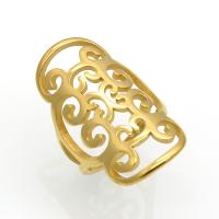 Stainless Steel Finger Ring Flower plated & for woman & hollow 32mm US Ring Sold By PC