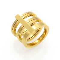 Stainless Steel Finger Ring Geometrical Pattern plated & for woman & hollow 15mm US Ring Sold By PC