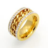 Rhinestone-Edelstahl -Finger-Ring, Edelstahl, plattiert, verschiedene Größen vorhanden & für Frau & mit Strass & hohl, keine, Größe:6-12, verkauft von PC