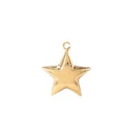Bijoux pendentifs en laiton, étoile, Placage de couleur d'or, 24x27mm, Trou:Environ 2mm, 20PC/lot, Vendu par lot