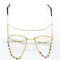 Brass Glasses Chain, with Rhinestone, plated, durable & anti-skidding, more colors for choice, nickel, lead & cadmium free, Sold Per 27.55 Inch Strand
