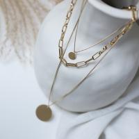 Multi слой ожерелье, титан, ювелирные изделия моды & многослойный, Золотой, 2.0cm  0.8cm   36+40+50+5cm, продается Strand