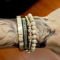 Bijoux bracelet en acier inoxydable, avec laiton, Placage, styles différents pour le choix & pavé de micro zircon & pour homme, Vendu par PC